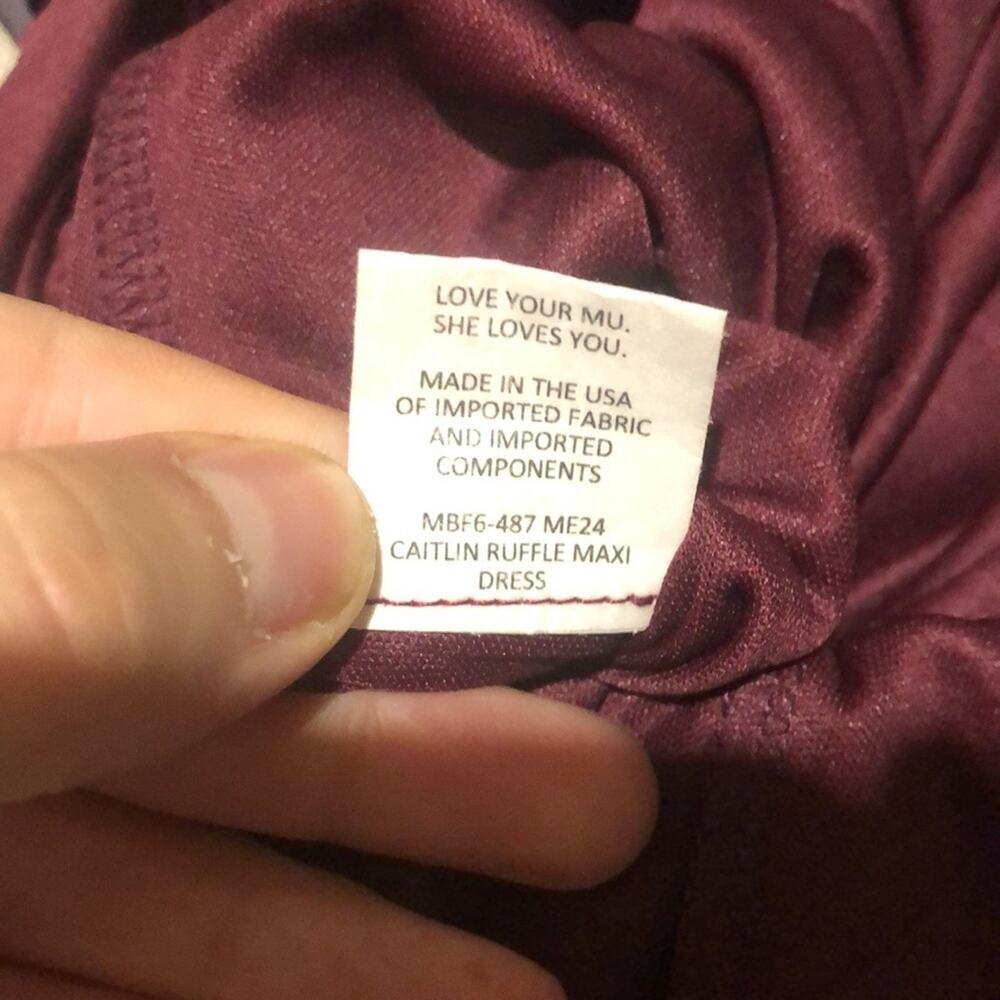 Show Me Your Mumu SMYM Caitlin merlot ruffle maxi dress NEW SMALL - Picture 5 of 6